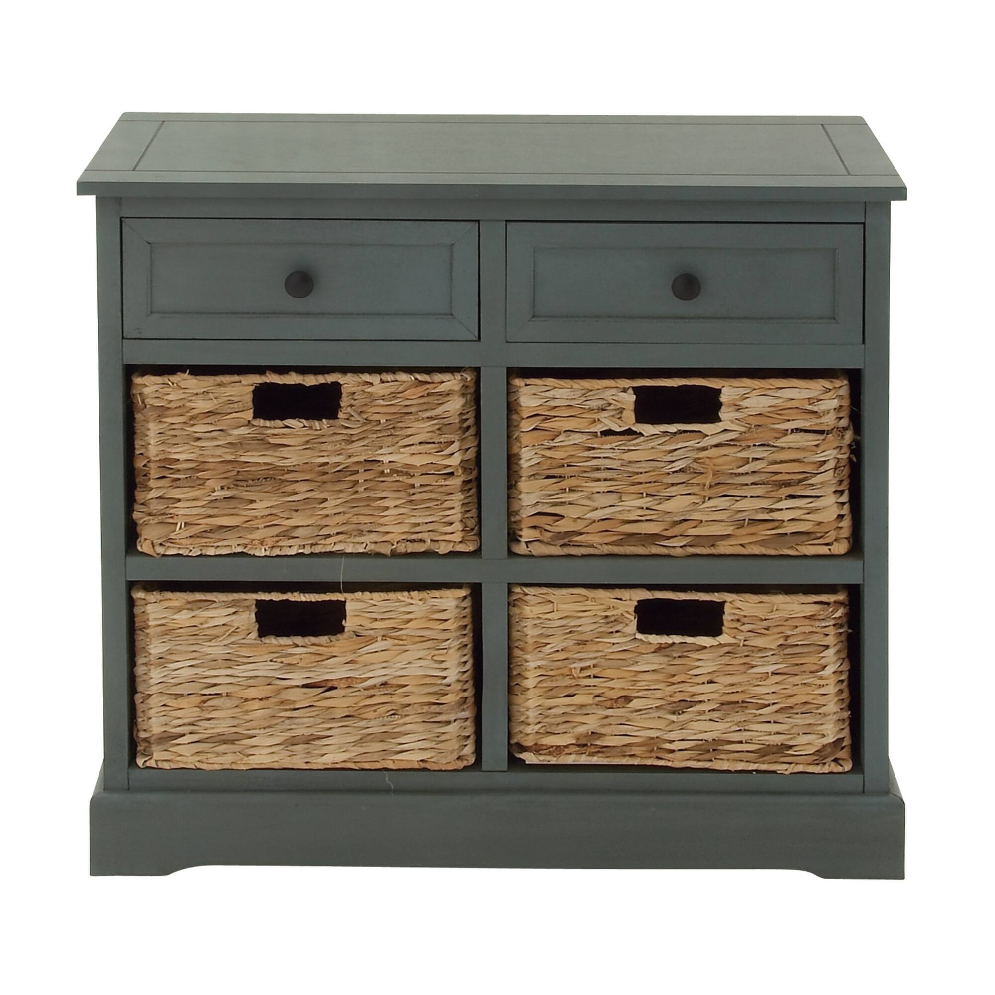Traditional 4-Basket Turquoise Storage Cabinet